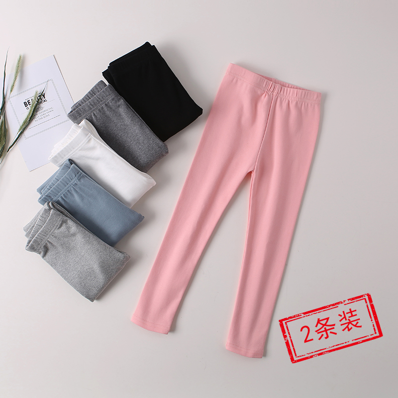 女童打底裤春秋薄款白色外穿儿童女黑色秋季灰色宝宝厚长裤子
