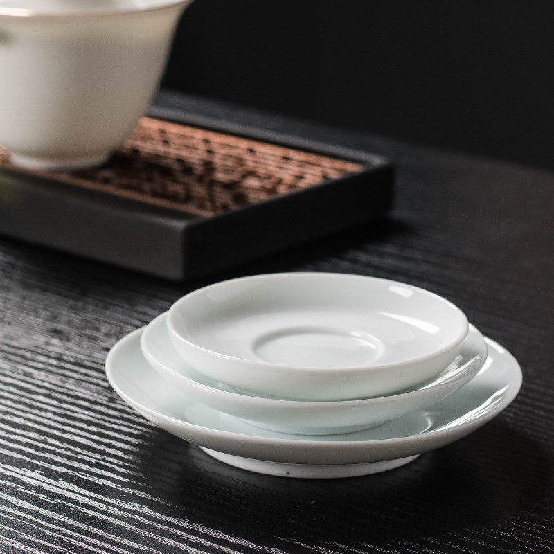 茶杯托白瓷杯垫盖碗杯托陶瓷茶艺功夫茶具零配防烫隔热小杯托家用