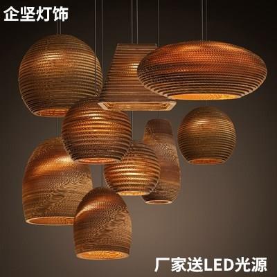 个性复古纸吊灯创意餐厅酒吧咖啡厅纸皮蜂窝灯吧台瓦楞纸艺术吊灯