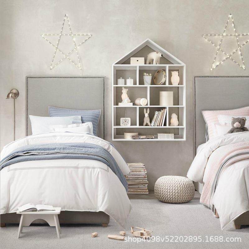 美式乡村现代简约北欧单人布艺床男孩儿童床床灰色麻布双人床软床