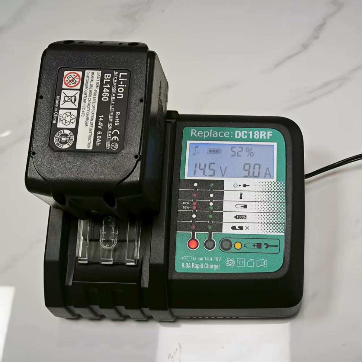 DC18RF快充9A单充带屏充电器适用于makita14.4V-18V锂电池充电器