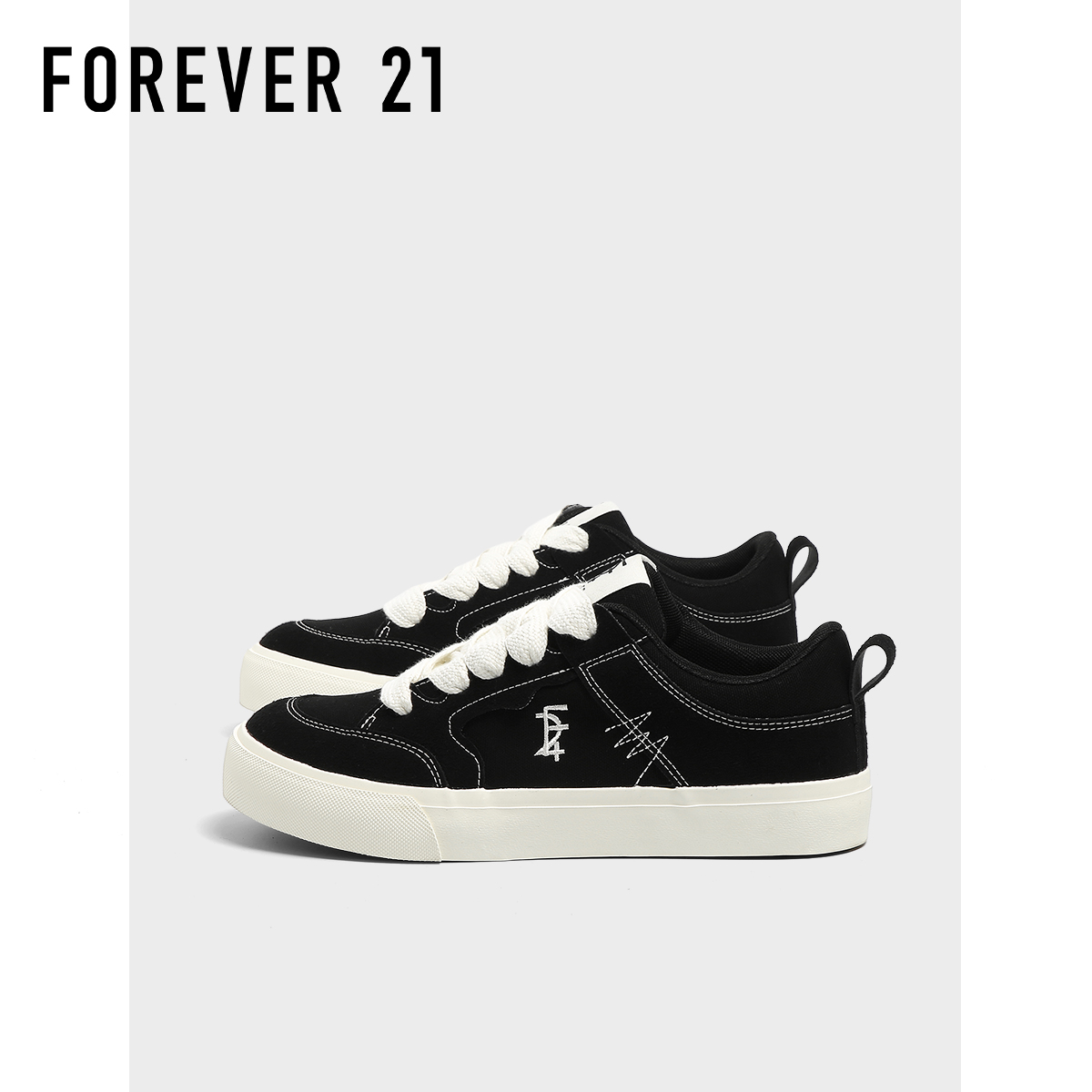 F21黑色帆布鞋男2025新款