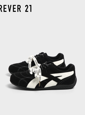 F21爆款德训鞋女款2025新款秋季黑色鞋子时尚轻便小黑鞋赛车鞋