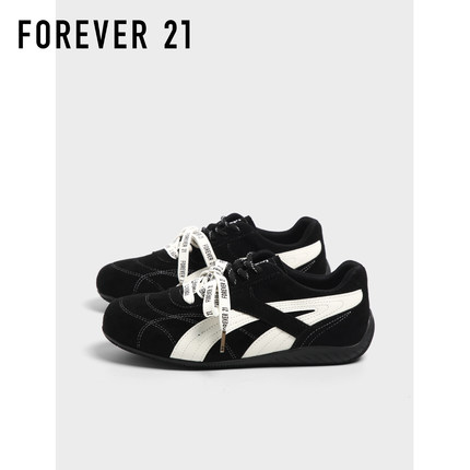 F21爆款德训鞋女款2025新款秋季黑色鞋子时尚轻便小黑鞋赛车鞋