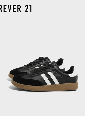 F21黑色德训鞋女2026新款春季透气轻便百搭低帮休闲运动学生板鞋