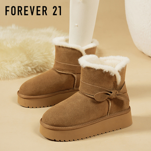 加绒加厚防寒防滑保暖真皮中筒棉鞋 F21牛皮雪地靴女2025新款 冬季