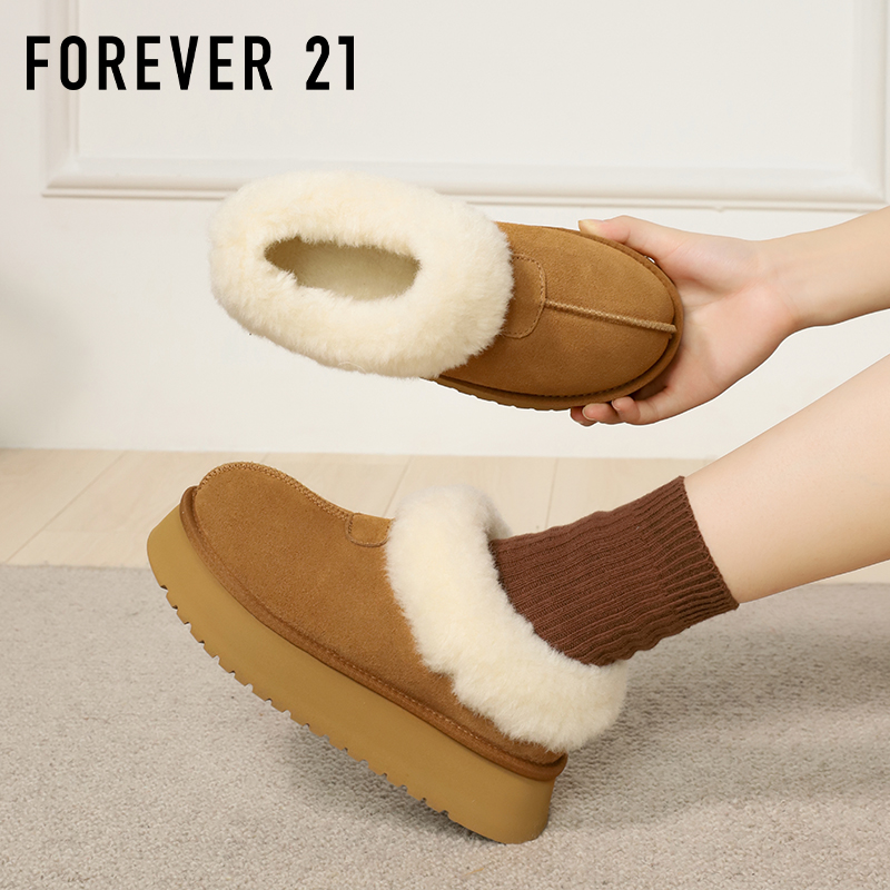 F21牛皮雪地靴女2025新款冬季