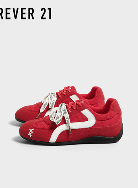 F21红色赛车鞋女2025新款秋季内增高软底百搭休闲运动低帮德训鞋