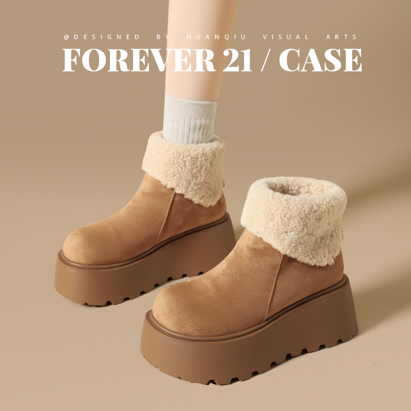 F21超厚底雪地靴女款2025新款