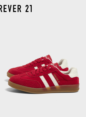 F21红色德训鞋女款2025新款秋季复古轻便百搭软平底运动低帮板鞋