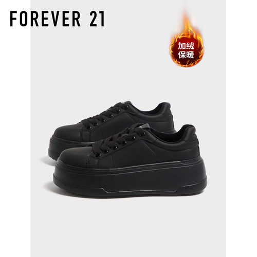 F21厚底小黑鞋女2025新款冬