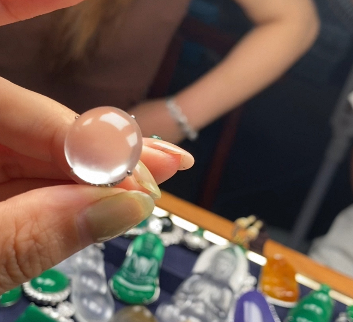 翡翠玉佛公葫芦如意福瓜四季豆叶吊坠女款天然A冰种翡翠吊坠18k镶