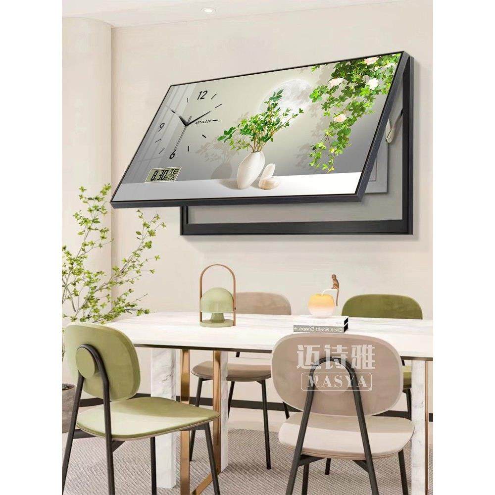 休闲绿色植物万年历大尺寸表箱装饰画与时钟阻塞配电箱开关时钟挂,家居饰品,现代装饰画,淘宝优惠券,粉丝福利购,淘宝优惠卷