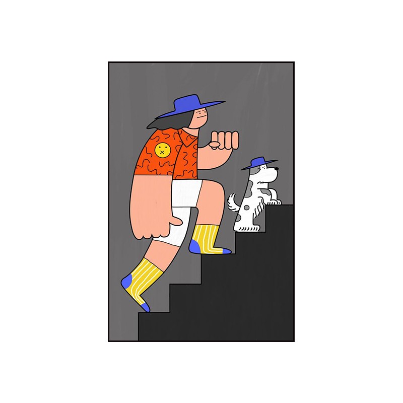 创意抽象艺术挂画波普风卡通人物玄关走廊壁画步步高升客厅装饰画图片
