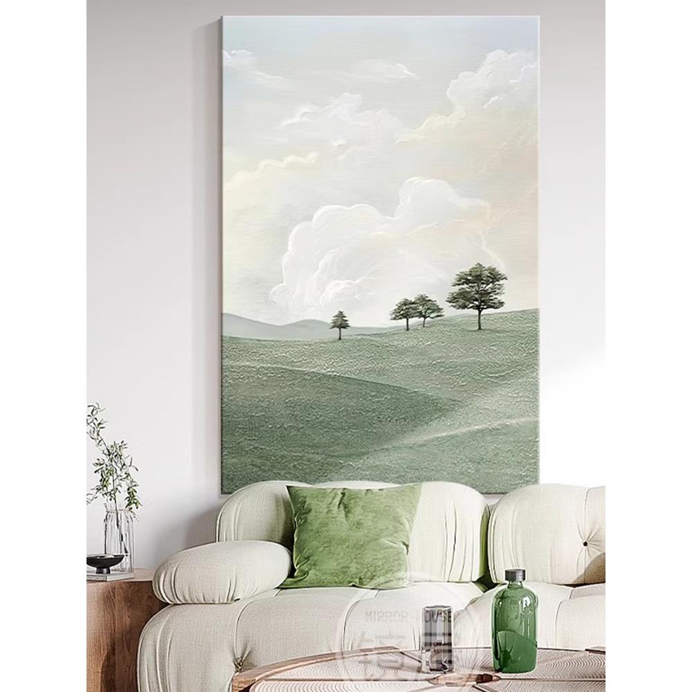 《幸福之树》清新治愈系风景客厅装饰画莫兰迪抽象卧室玄关竖挂画
