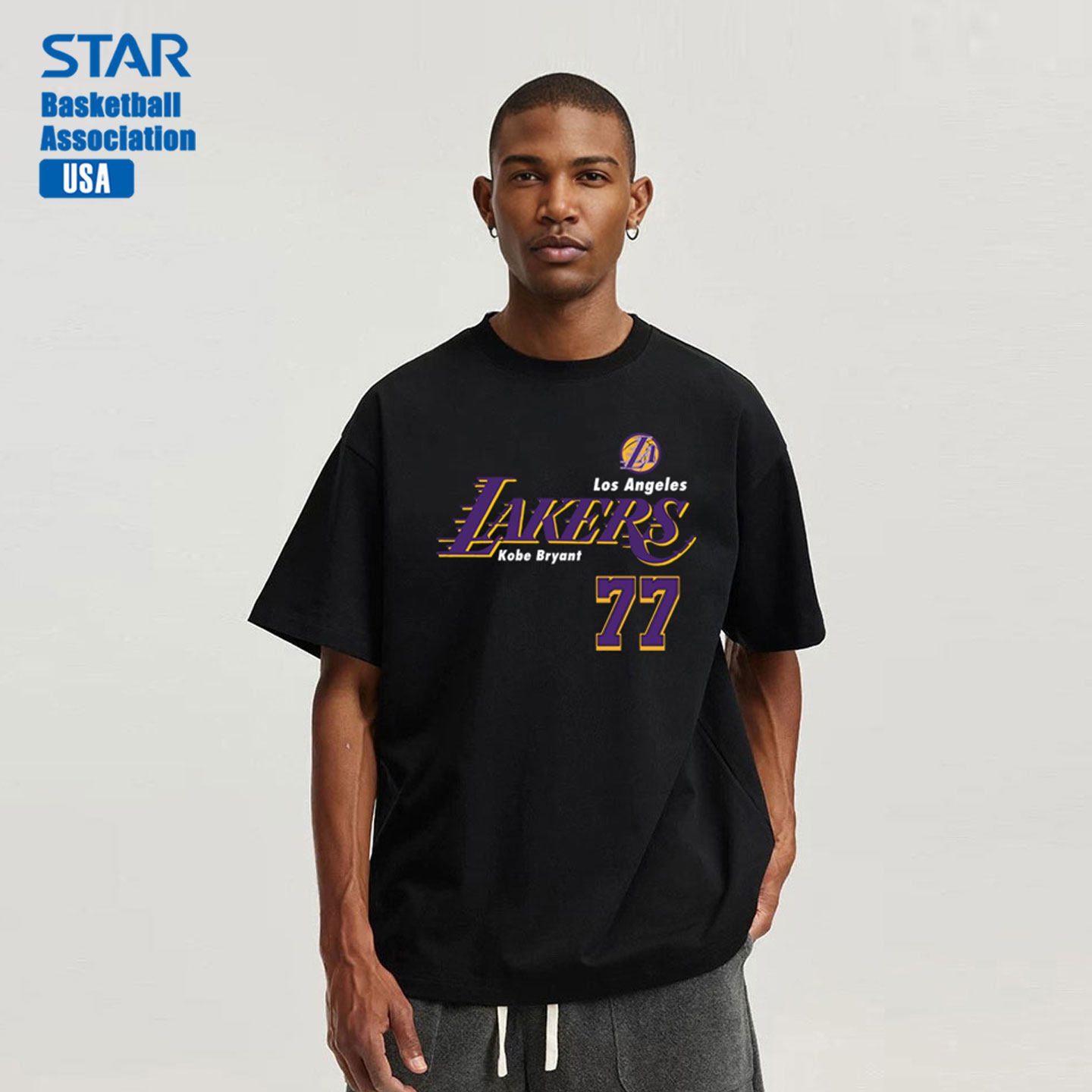 夏季湖人队东契奇詹姆斯科比篮球训练纯棉T恤男短袖宽松休闲运动