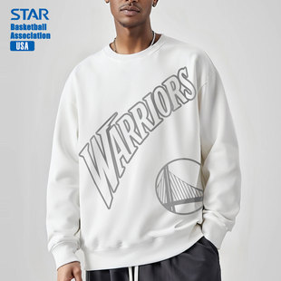 春秋季新款卫衣勇士队美式宽松训练长袖圆领男运动投篮球服男生