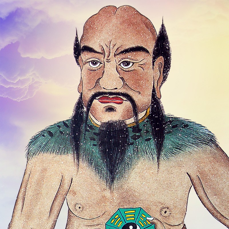 三皇大帝伏羲神农黄帝人文u始祖客厅装饰画丝绸卷轴挂画人物画像