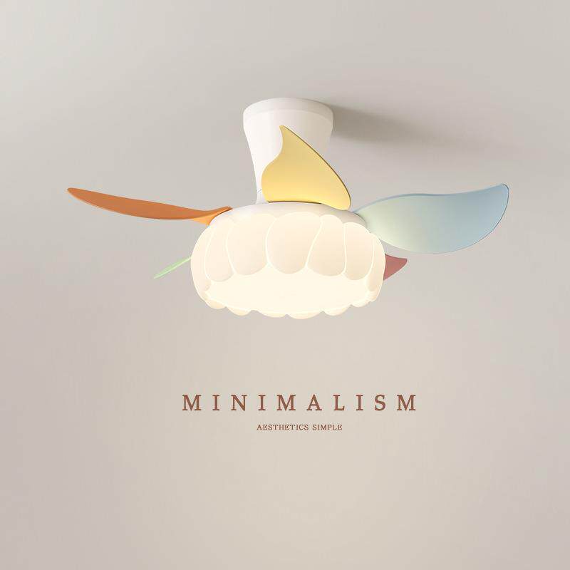 儿童房风扇灯彩色创意卧室护眼静音家用吸顶电扇一体灯2026年新款