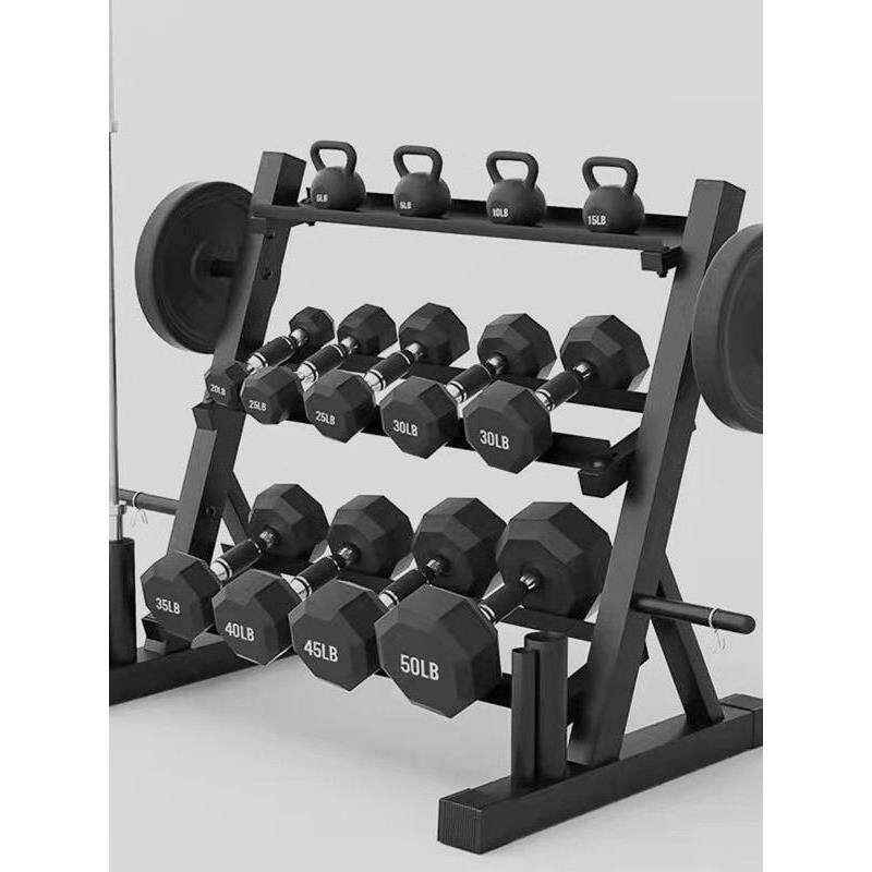 哑铃架子家用收纳架壶铃架杠铃架多功能小器材架杠铃片收纳架健身