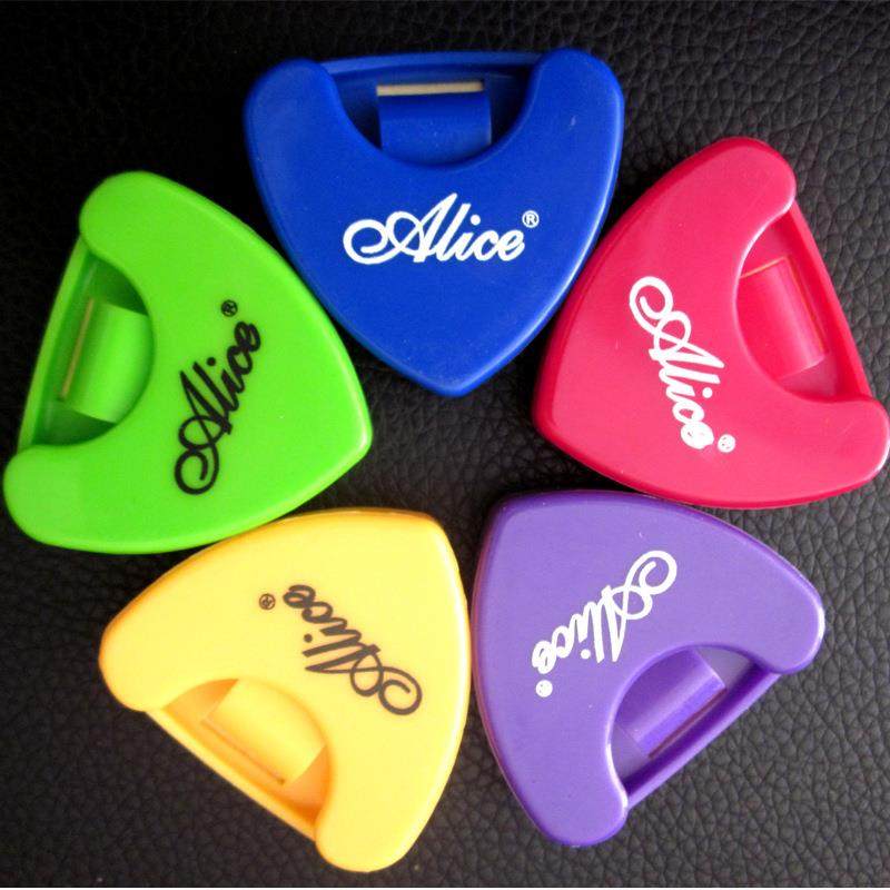 爱丽丝吉它拨片盒A010心形木吉他拨片夹可粘拨片套罐装拨片夹