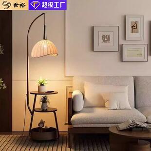 落地灯客厅沙发边几中古法式美式复古床头置物架一体卧室立式台灯