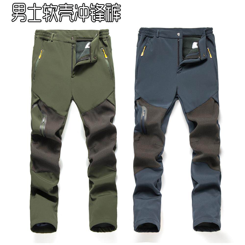 款男士户外软壳冲锋裤大码抓绒软壳裤加厚加绒保暖1965