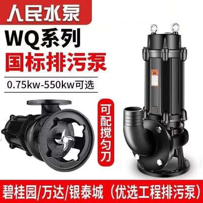 上企人民国标污水泵380v三相大功率水泵泥浆千瓦潜水泵流量排污泵