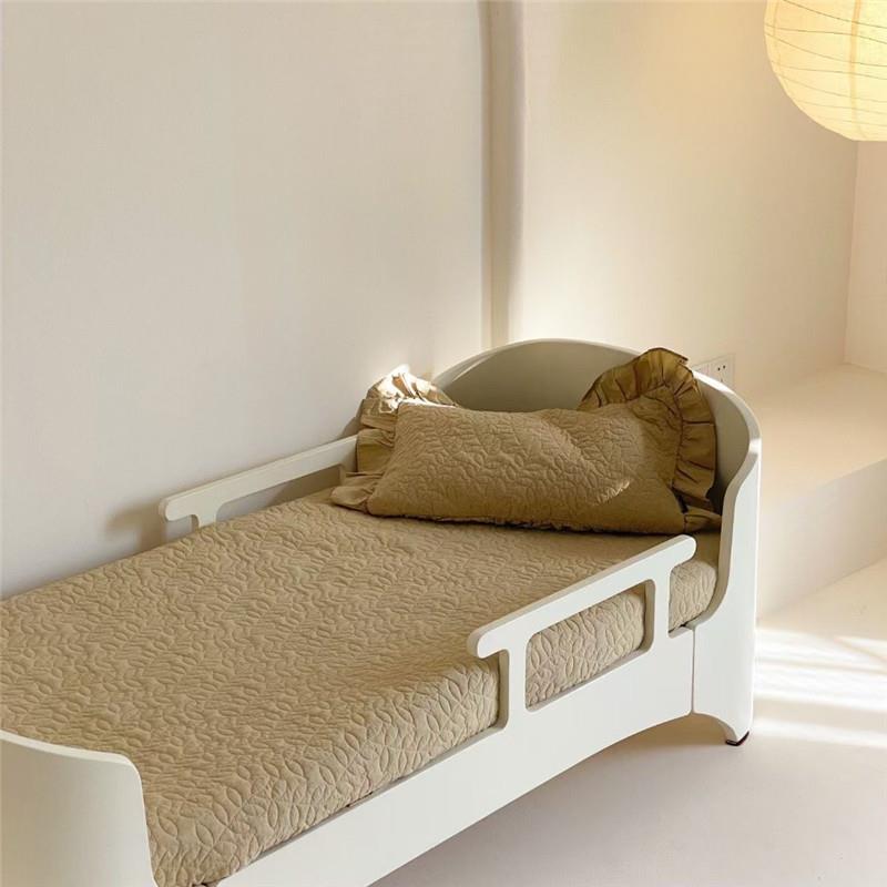 婴儿床高端花边床盖两件套纯棉绗缝儿童拼接床床盖幼儿园单人被套