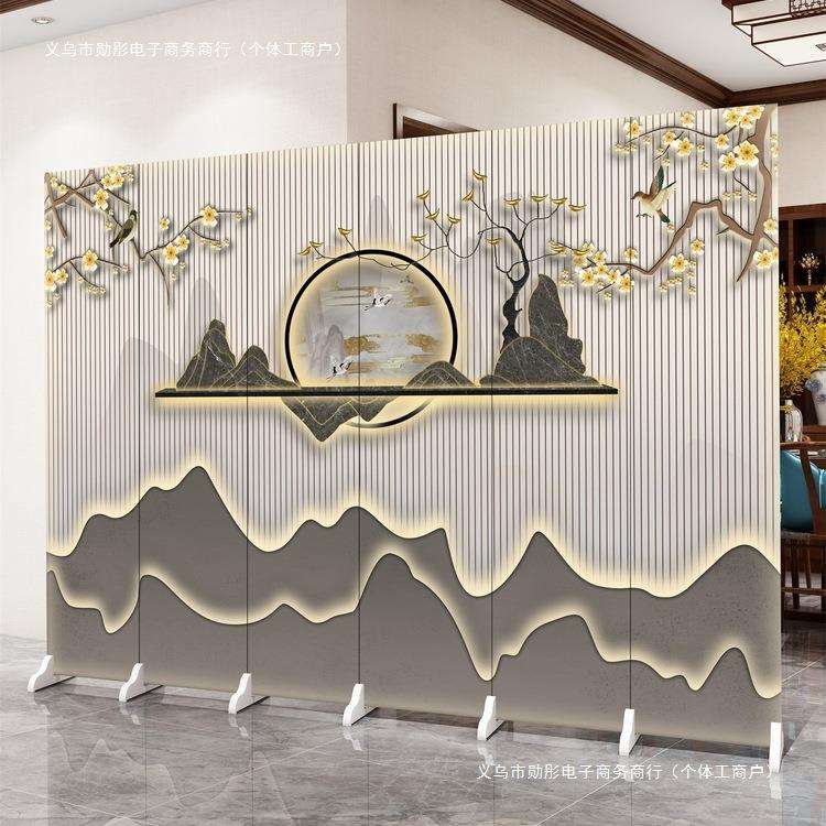中式屏风隔断客厅山水实木折叠办公室玄关可移动遮挡折屏小户型