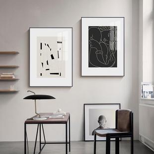 黑白抽象艺术现代简约装 饰画马蒂斯人物线条挂画小众卧室壁画摆画