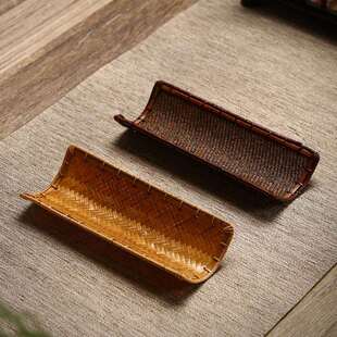 手工竹编茶则竹制品藤编赏茶编织竹器茶铲茶具茶道配件茶糕盘