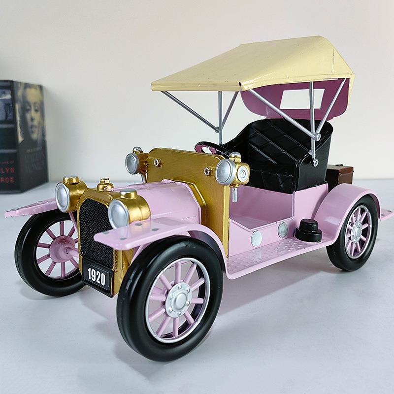 欧式复古铁艺老爷车模型装饰摆件手工汽车卡车桌面家居道具非玩具