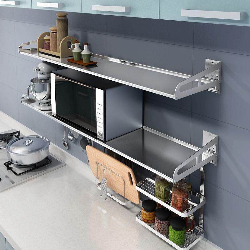 免打孔304不锈钢厨房置物架墙上壁挂式调料架收纳储物用品架子