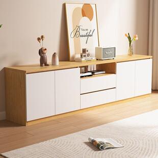 电视柜小户型窄小实木电视柜矮柜储物柜加高落地式现代简约客厅