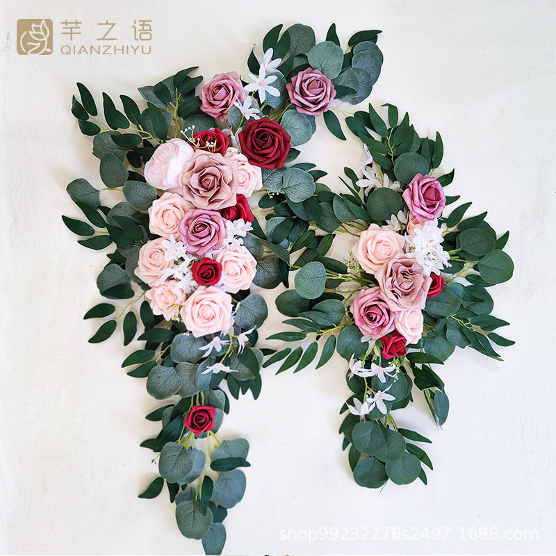 跨境热销手工制作拱门花门楣花仿真绢花婚礼庆典活动装饰背景