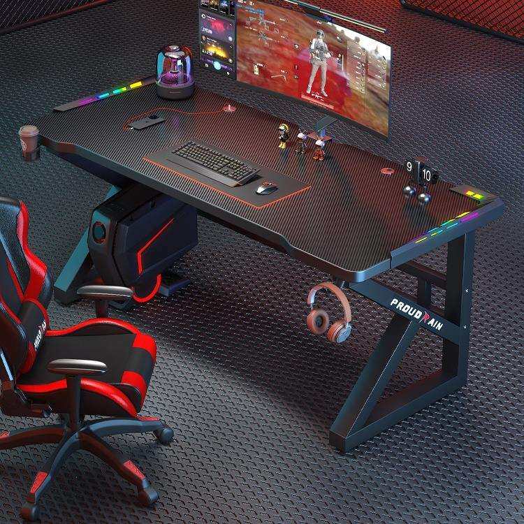 双人电脑桌台式卧室家用碳纤维加厚电竞桌椅套装网吧游戏电竞桌子