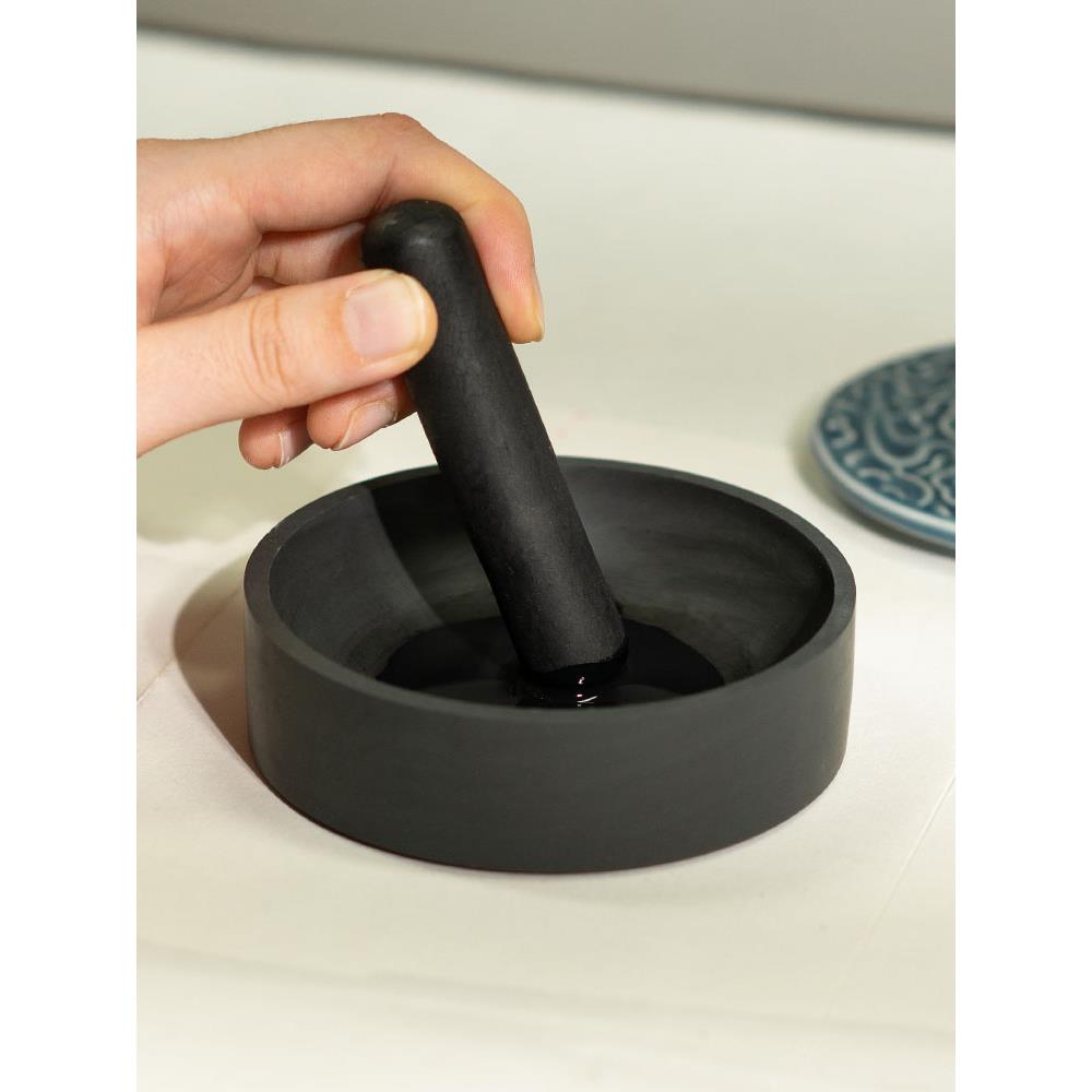 善琏湖笔罗纹歙砚原石砚台初学者毛笔磨墨墨汁歙砚保湿防蒸发墨盒