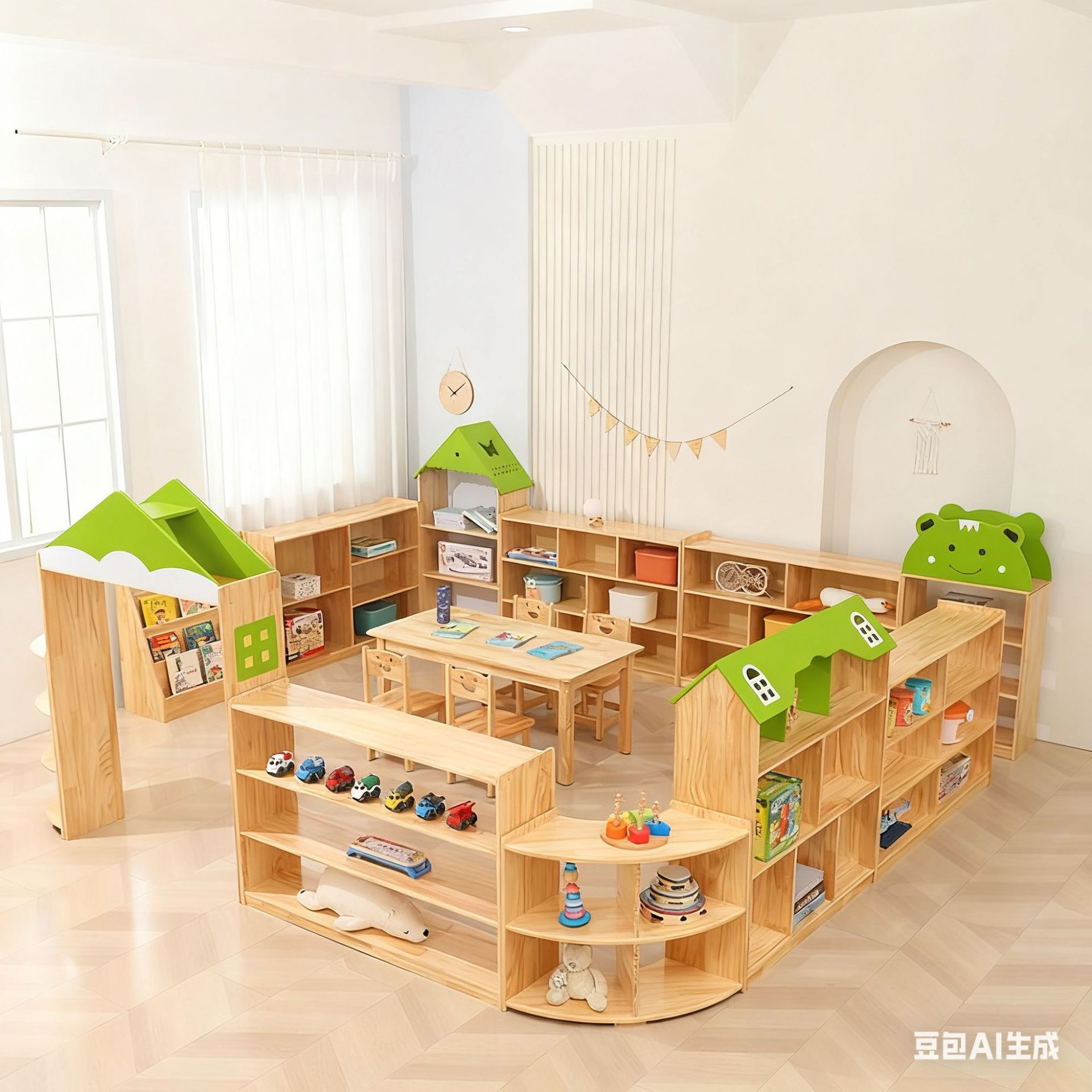 幼儿园实木过家家玩具柜套装