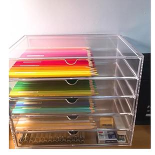 鹤成透明抽屉式亚克力收纳盒办公室书桌文具首饰整理盒储物柜大号