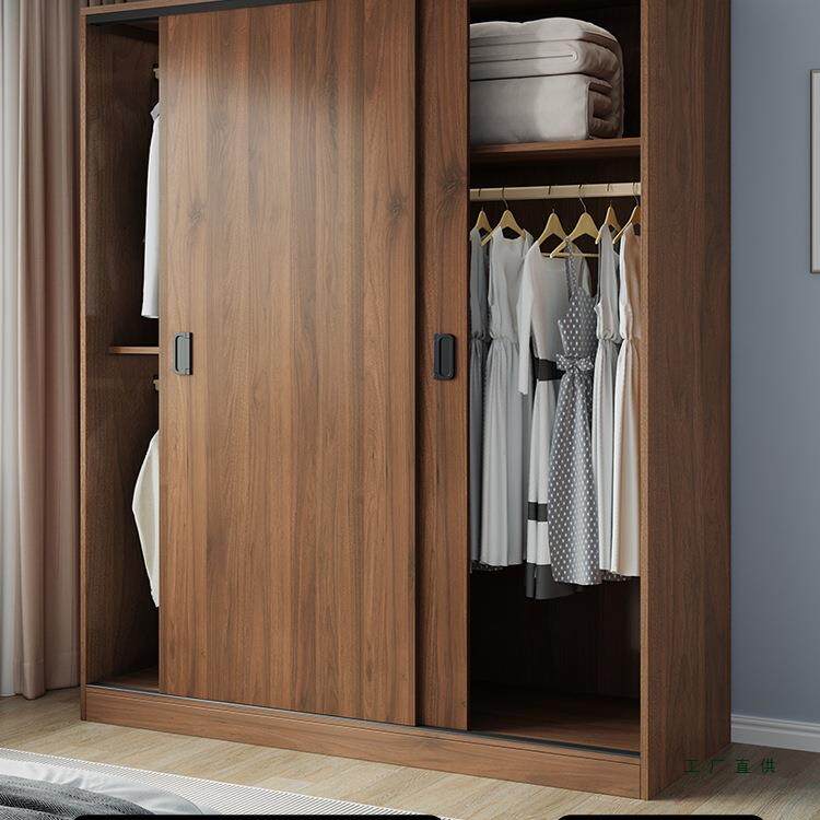 衣柜家用卧室实木儿童柜子2025新款推拉门定制出租房用移门小户