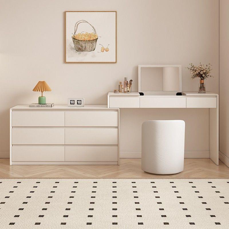 卧室家用一体收纳柜简约现代轻奢床尾斗柜化妆桌子主卧实木梳妆台