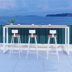 铁艺户外塑木桌椅组合庭院高脚阳台露天吧台桌靠窗美式复古防水