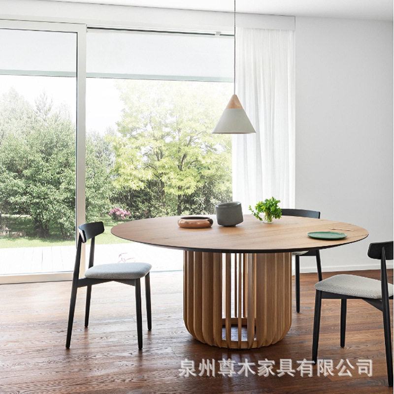北欧椭圆形餐桌小户型家用餐厅圆形大圆桌饭桌设计师极简工作台