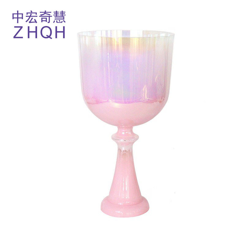 珍珠粉色便携式手持圣杯水晶歌唱碗水晶音乐钵瑜伽减压愈合歌唱碗