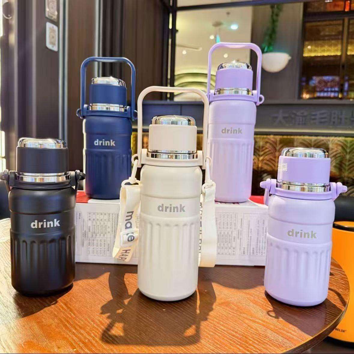 儿童保温杯316不锈钢大容量学生高颜值水壶吸管+直饮户外旅行便携