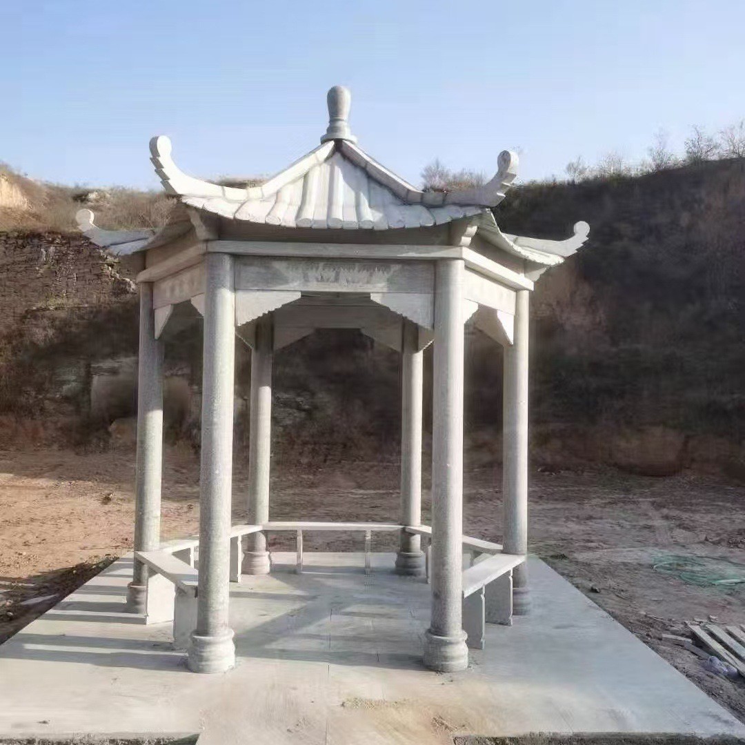 仿古单层双层石亭 凉亭 石雕凉亭摆件石材天然石