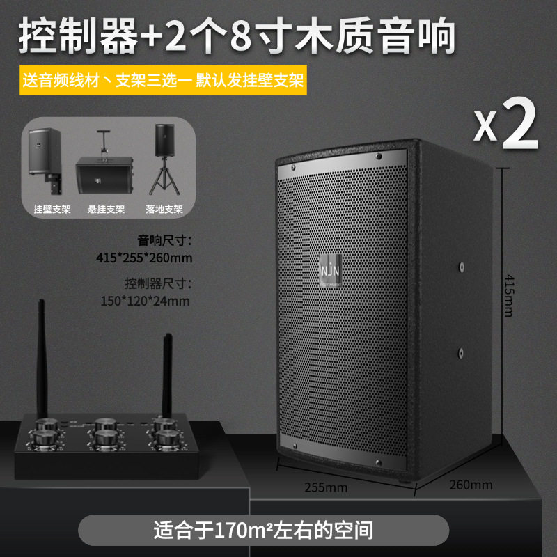 无线音响8寸挂壁舞蹈室家庭K歌健身房清吧会议室重低音无线挂壁