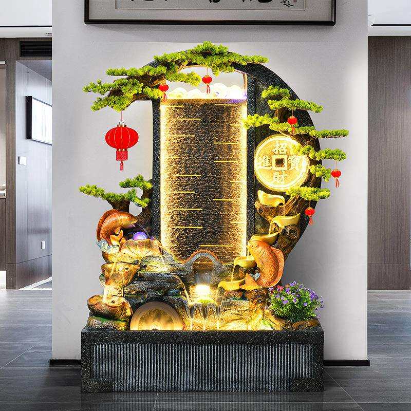 水幕墙流水屏风玄关假山喷泉循环水景装饰风水轮客厅花园落地摆件