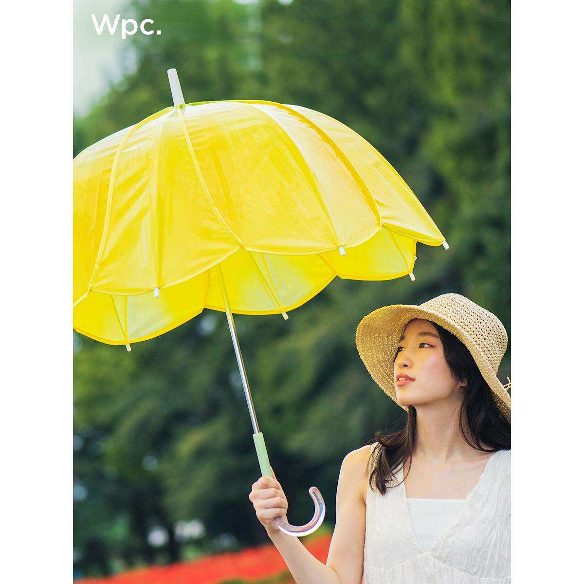 ZQ新款郁金香花瓣形状雨伞透明渐变时尚设计高颜值女生长柄雨伞